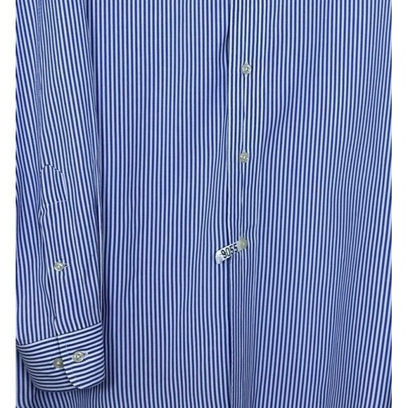 Ralph Lauren Yarmouth Button Up Shirt Men 17 Blue Striped Recently Dry Cleaned - Picture 8 of 8